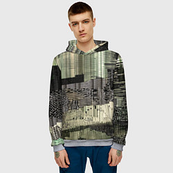Толстовка-худи мужская Глитч-арт с отрезками - нейросеть, цвет: 3D-меланж — фото 2