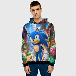 Толстовка-худи мужская Sonic красочный мир, цвет: 3D-черный — фото 2