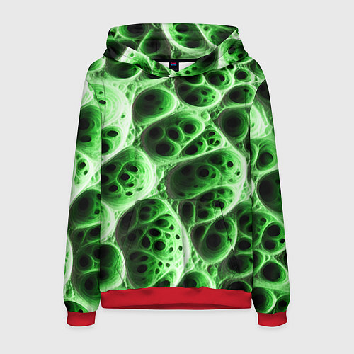 Мужская толстовка Зелёная пористая структура / 3D-Красный – фото 1