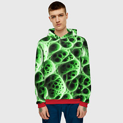 Толстовка-худи мужская Зелёная пористая структура, цвет: 3D-красный — фото 2