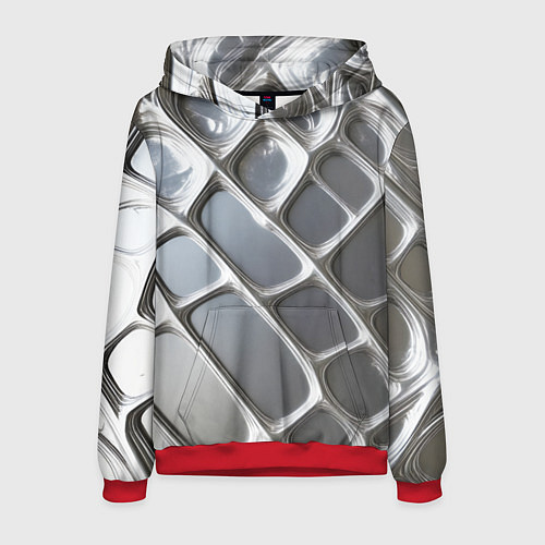 Мужская толстовка Полированный металл серебряный / 3D-Красный – фото 1