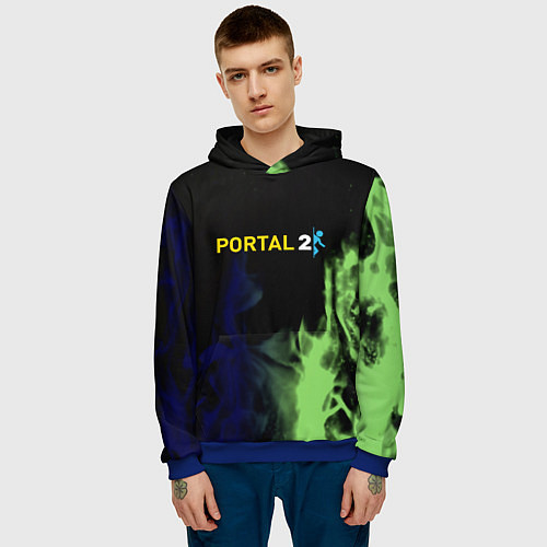 Мужская толстовка Portal fire steel / 3D-Синий – фото 3