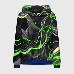 Толстовка-худи мужская Зелёно-чёрный мрамор, цвет: 3D-синий