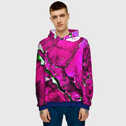 Толстовка-худи мужская Розовый треснувший камень, цвет: 3D-синий — фото 2