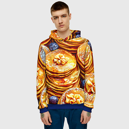 Мужская толстовка Блинчики / 3D-Синий – фото 3