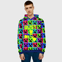 Толстовка-худи мужская Minecraft x rust, цвет: 3D-синий — фото 2