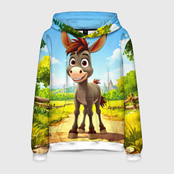 Толстовка-худи мужская Ослик, цвет: 3D-белый