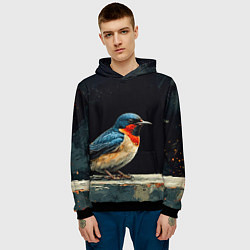 Толстовка-худи мужская Ласточка, цвет: 3D-черный — фото 2