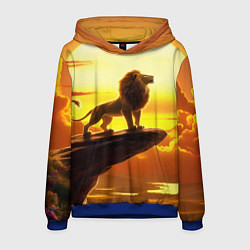 Толстовка-худи мужская Лев на закате на горе, цвет: 3D-синий