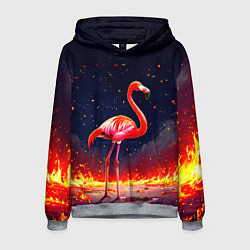 Толстовка-худи мужская Фламинго в огне, цвет: 3D-меланж