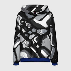 Толстовка-худи мужская Чёрно-серая абстракция, цвет: 3D-синий