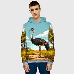 Толстовка-худи мужская Страус в природе, цвет: 3D-меланж — фото 2