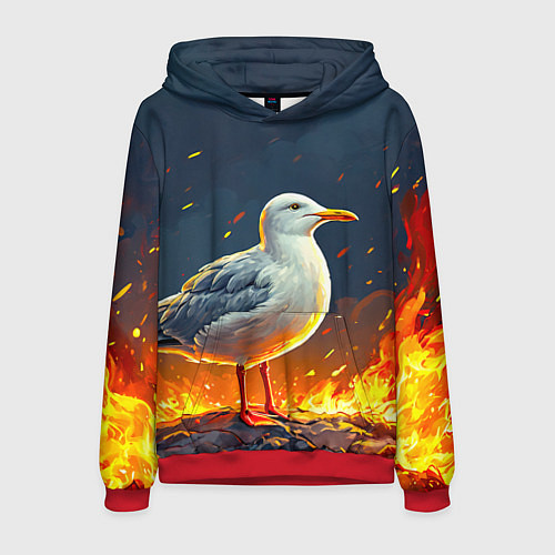 Мужская толстовка Чайка в огне / 3D-Красный – фото 1
