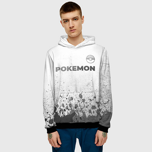 Мужская толстовка Pokemon - white gradient посередине / 3D-Черный – фото 3