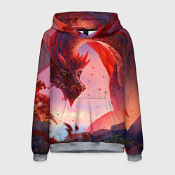 Толстовка-худи мужская Дракон красный мифический, цвет: 3D-меланж