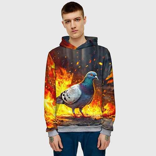 Мужская толстовка Голубь в огне / 3D-Меланж – фото 3