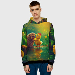 Толстовка-худи мужская Цыпленок с ежиком, цвет: 3D-черный — фото 2