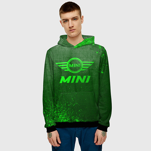 Мужская толстовка Mini - green gradient / 3D-Черный – фото 3