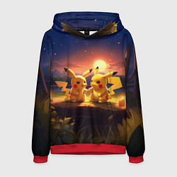 Толстовка-худи мужская Пикачу - день святого Валентина, цвет: 3D-красный