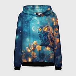 Толстовка-худи мужская Сова на ветке дерева, цвет: 3D-черный