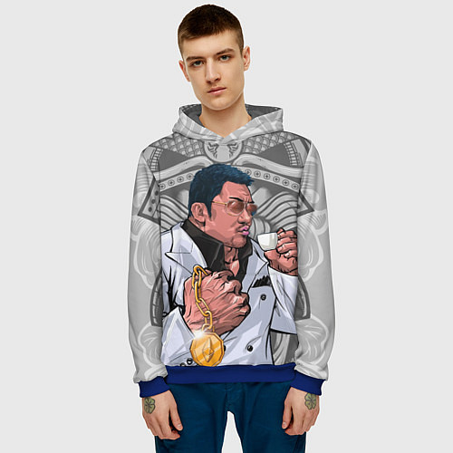 Мужская толстовка Ма Дон Сок - якудза с капучино / 3D-Синий – фото 3