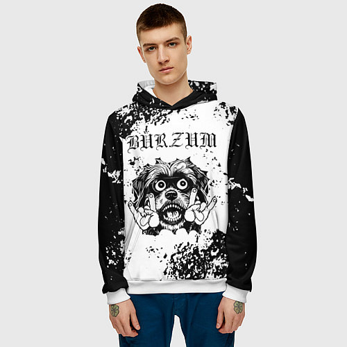 Мужская толстовка Burzum - рок пес / 3D-Белый – фото 3