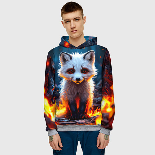 Мужская толстовка Песец в огне / 3D-Меланж – фото 3