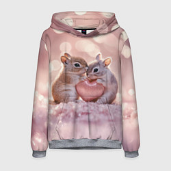 Толстовка-худи мужская Влюбленные белочки с сердечком, цвет: 3D-меланж