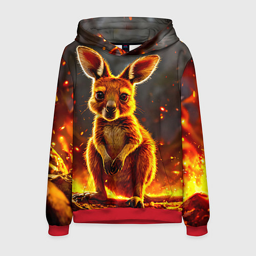 Мужская толстовка Кенгуру в огне / 3D-Красный – фото 1