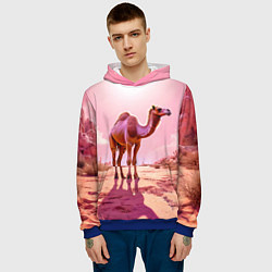 Толстовка-худи мужская Верблюд в розовой пустыне, цвет: 3D-синий — фото 2