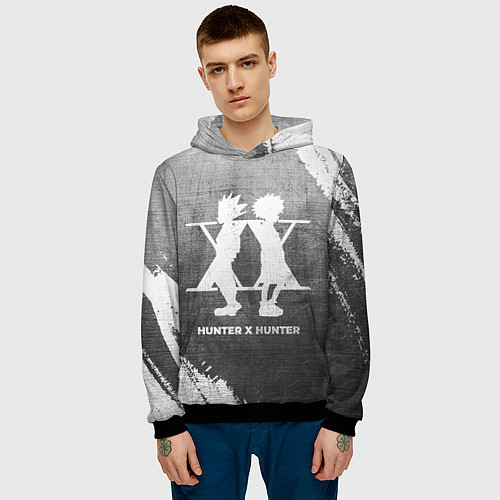 Мужская толстовка Hunter x Hunter - grey gradient / 3D-Черный – фото 3