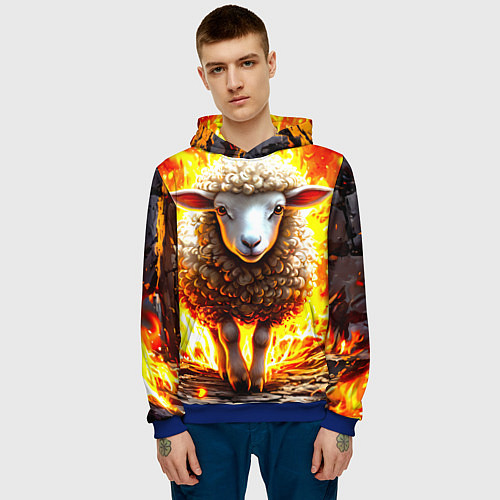 Мужская толстовка Овечка в огне / 3D-Синий – фото 3