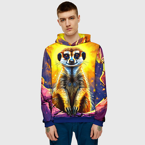 Мужская толстовка Сурикат в яркиз лучах солнца / 3D-Синий – фото 3