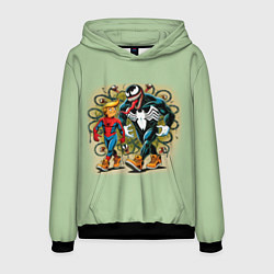 Толстовка-худи мужская Venom and Spider-Trump - meme, цвет: 3D-черный