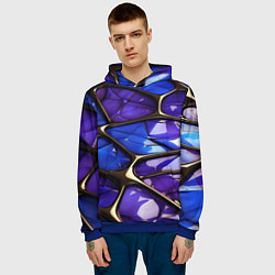Толстовка-худи мужская Синие и фиолетовые плиты, цвет: 3D-синий — фото 2