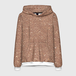 Толстовка-худи мужская Пастельный коричневый текстура, цвет: 3D-белый