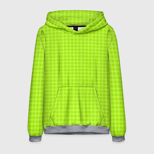 Мужская толстовка Кислотный зелёный паттерн клетка / 3D-Меланж – фото 1