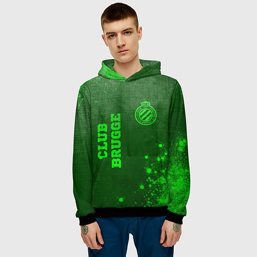 Мужская толстовка Club Brugge - green gradient вертикально / 3D-Черный – фото 3