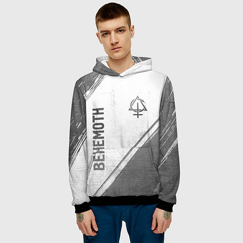 Мужская толстовка Behemoth - white gradient вертикально / 3D-Черный – фото 3
