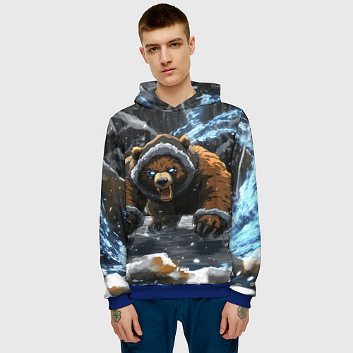 Мужская толстовка Злой русский медведь / 3D-Синий – фото 3