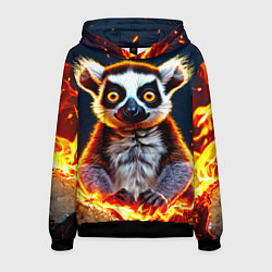 Толстовка-худи мужская Лемур в огне, цвет: 3D-черный