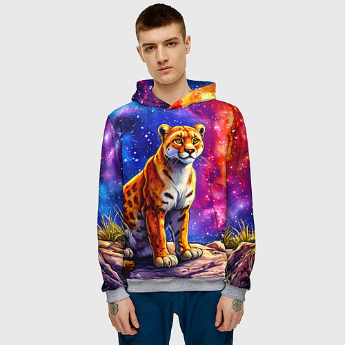 Мужская толстовка Пума и звездное небо / 3D-Меланж – фото 3