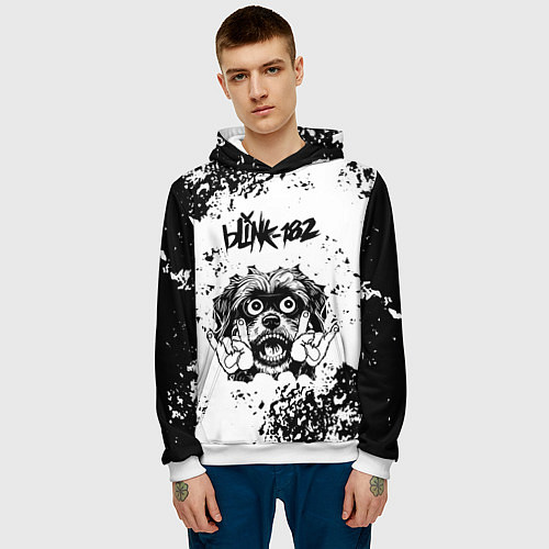 Мужская толстовка Blink 182 - рок пес / 3D-Белый – фото 3