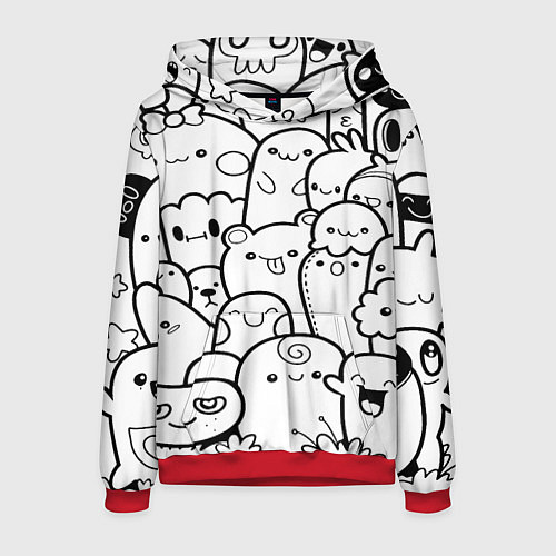 Мужская толстовка Doodle monsters / 3D-Красный – фото 1