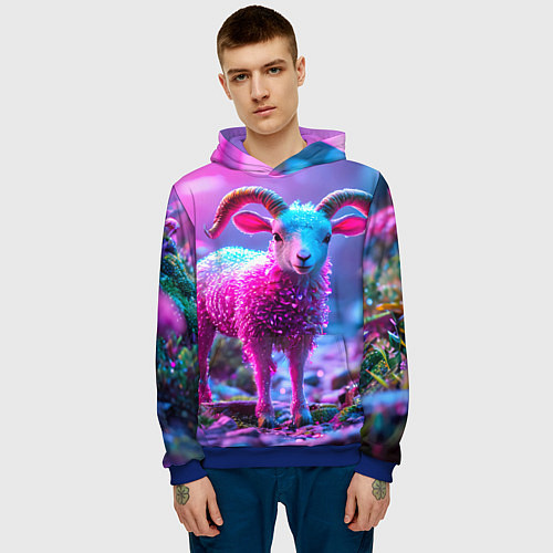 Мужская толстовка Козлик в розовом / 3D-Синий – фото 3