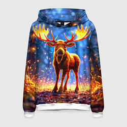 Толстовка-худи мужская Лосенок в лесу, цвет: 3D-белый