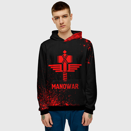 Мужская толстовка Manowar - red gradient / 3D-Черный – фото 3