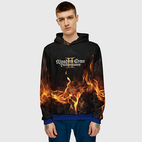 Мужская толстовка Kingdom Come Deliverance 2 лого и огонь / 3D-Синий – фото 3