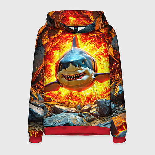 Мужская толстовка Акула в огне / 3D-Красный – фото 1