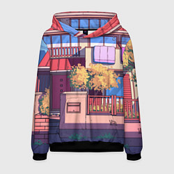 Толстовка-худи мужская Lo-fi японский стиль улица, цвет: 3D-черный